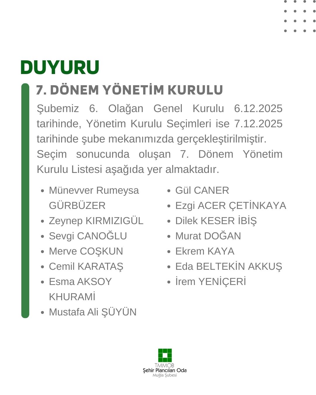 7. DÖNEM YÖNETİM KURULU