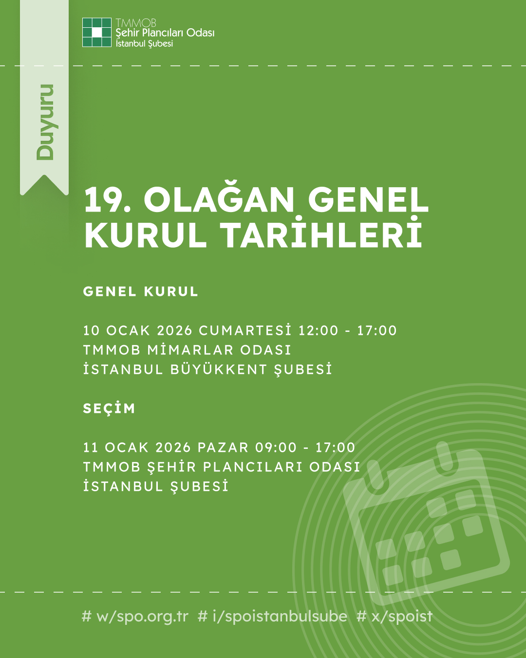 ŞUBEMİZ 19. OLAĞAN GENEL KURULUNA DAVETLİSİNİZ