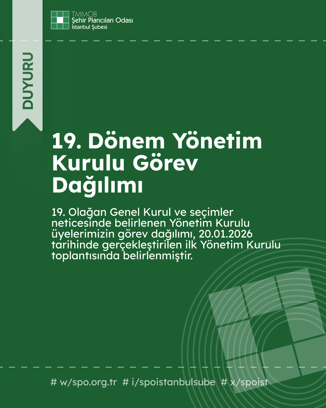 19. DÖNEM YÖNETİM KURULU GÖREV DAĞILIMI BELİRLENDİ