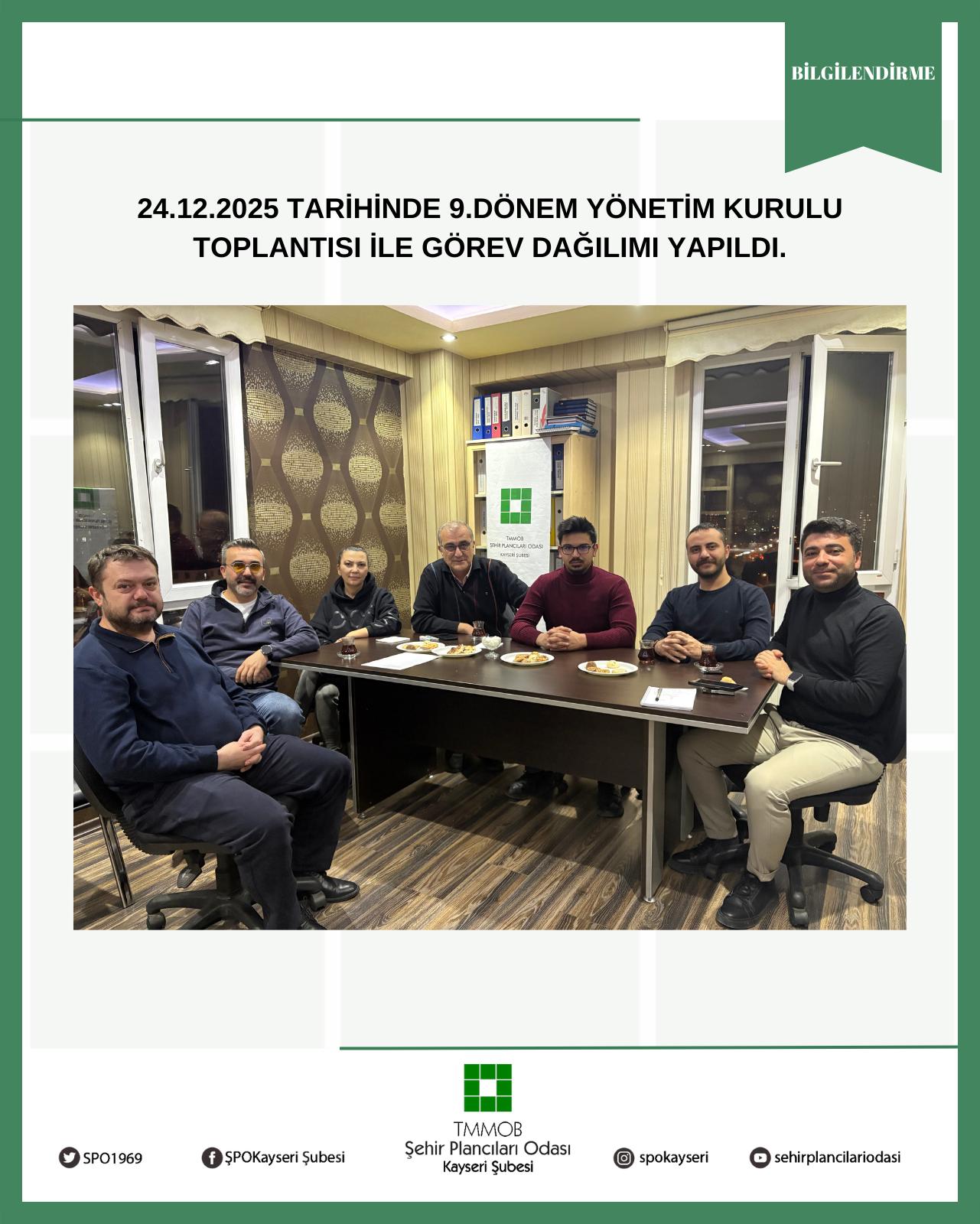 9.DÖNEM YÖNETİM KURULU TOPLANTISI İLE GÖREV DAĞILIMI YAPILDI.