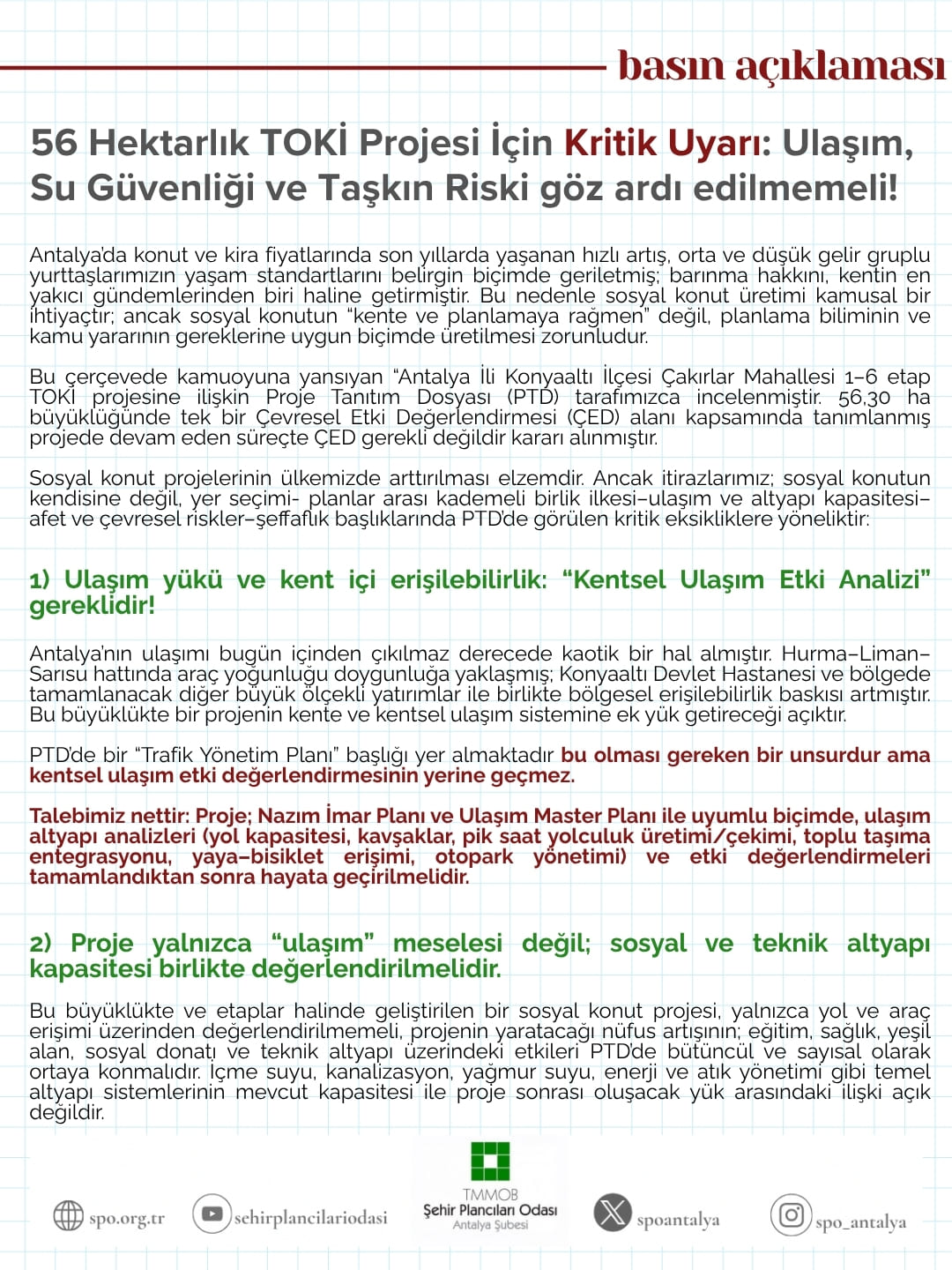 56 HEKTARLIK TOKİ PROJESİ İÇİN KRİTİK UYARI: ULAŞIM, SU GÜVENLİĞİ VE TAŞKIN RİSKİ GÖZ ARDI EDİLMEMELİ! 