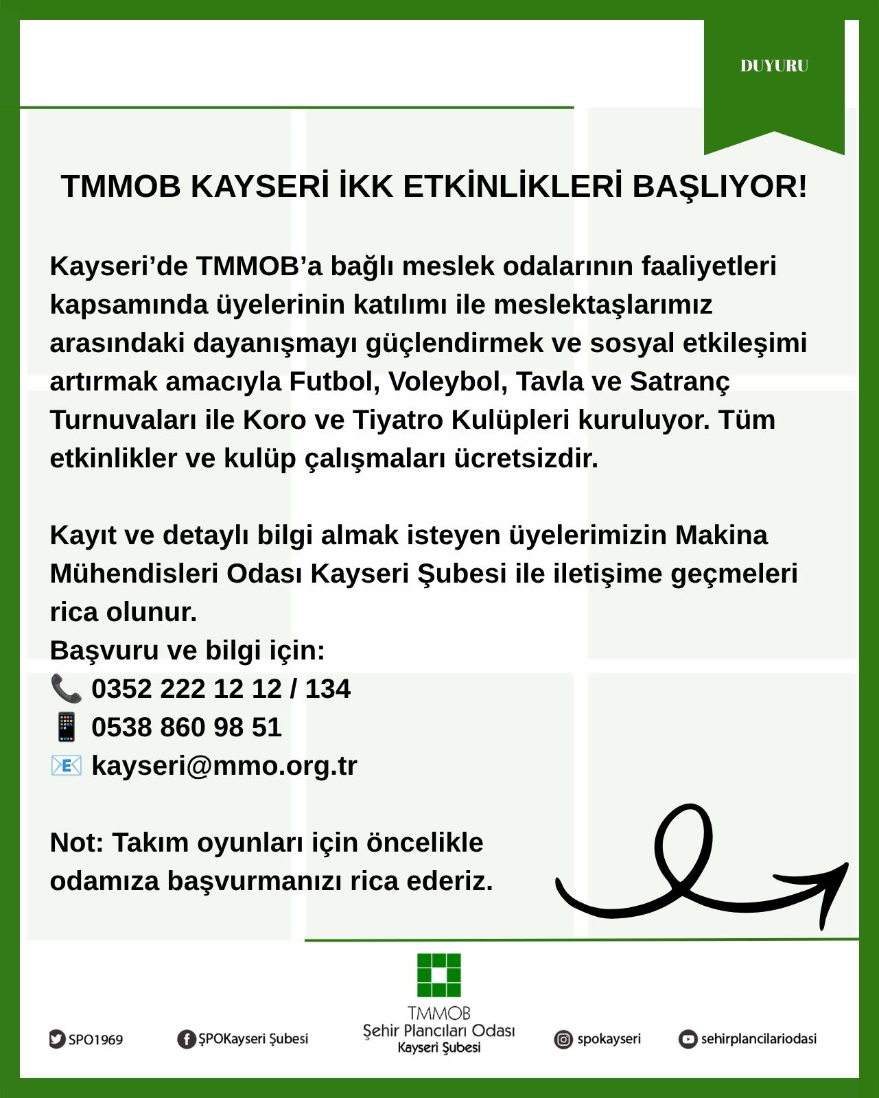 TMMOB KAYSERİ İKK ETKİNLİKLERİ BAŞLIYOR!
