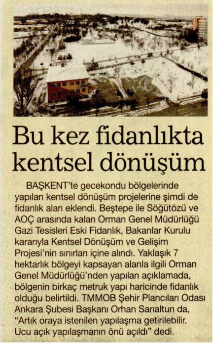 BU KEZ FİDANLIKTA KENTSEL DÖNÜŞÜM 