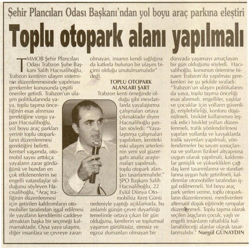 TOPLU OTOPARK ALANI YAPILMALI