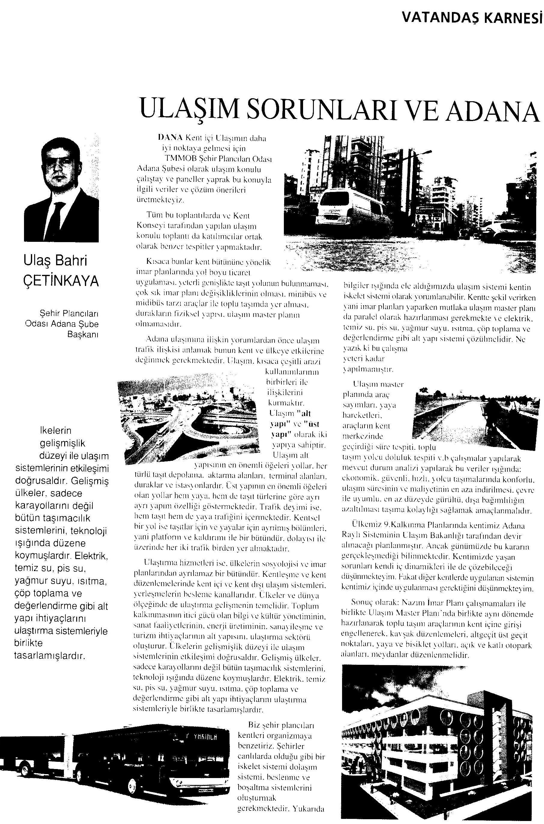 ULAŞIM SORUNLARI VE ADANA