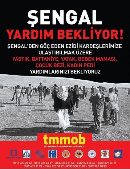 TMMOB`DEN KAMPANYA: ŞENGAL YARDIM BEKLİYOR