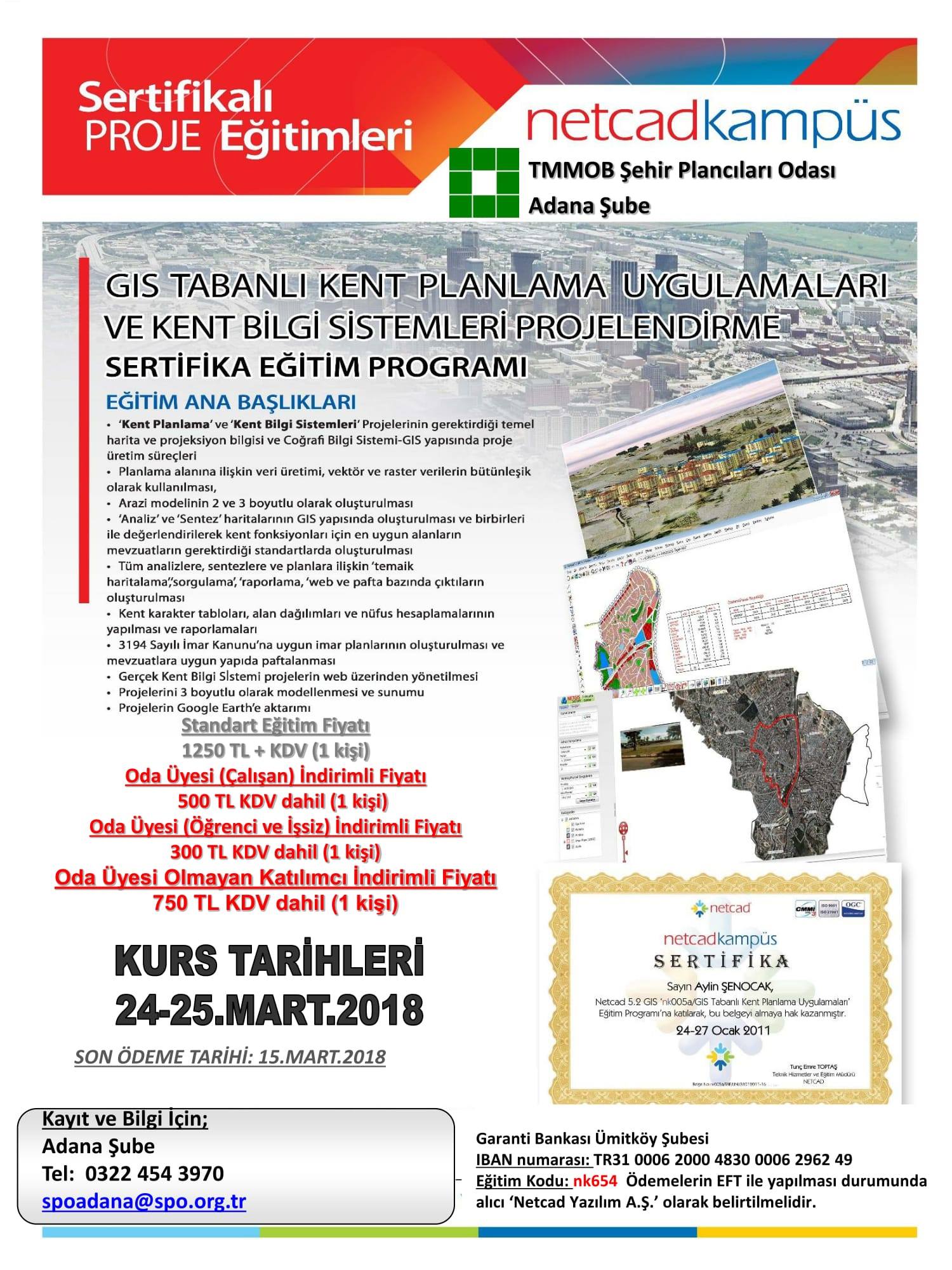 24-25 MART 2018 NETCADKAMPÜS SERTİFİKA EĞİTİM PROGRAMI DUYURUSU