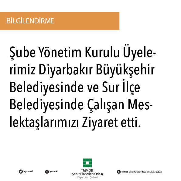 ŞUBE YÖNETİM KURULU ÜYELERİMİZ DİYARBAKIR BÜYÜKŞEHİR BELEDİYESİ`NDE VE SUR İLÇE BELEDİYESİ`NDE ÇALIŞAN MESLEKTAŞLARIMIZI ZİYARET ETTİ.