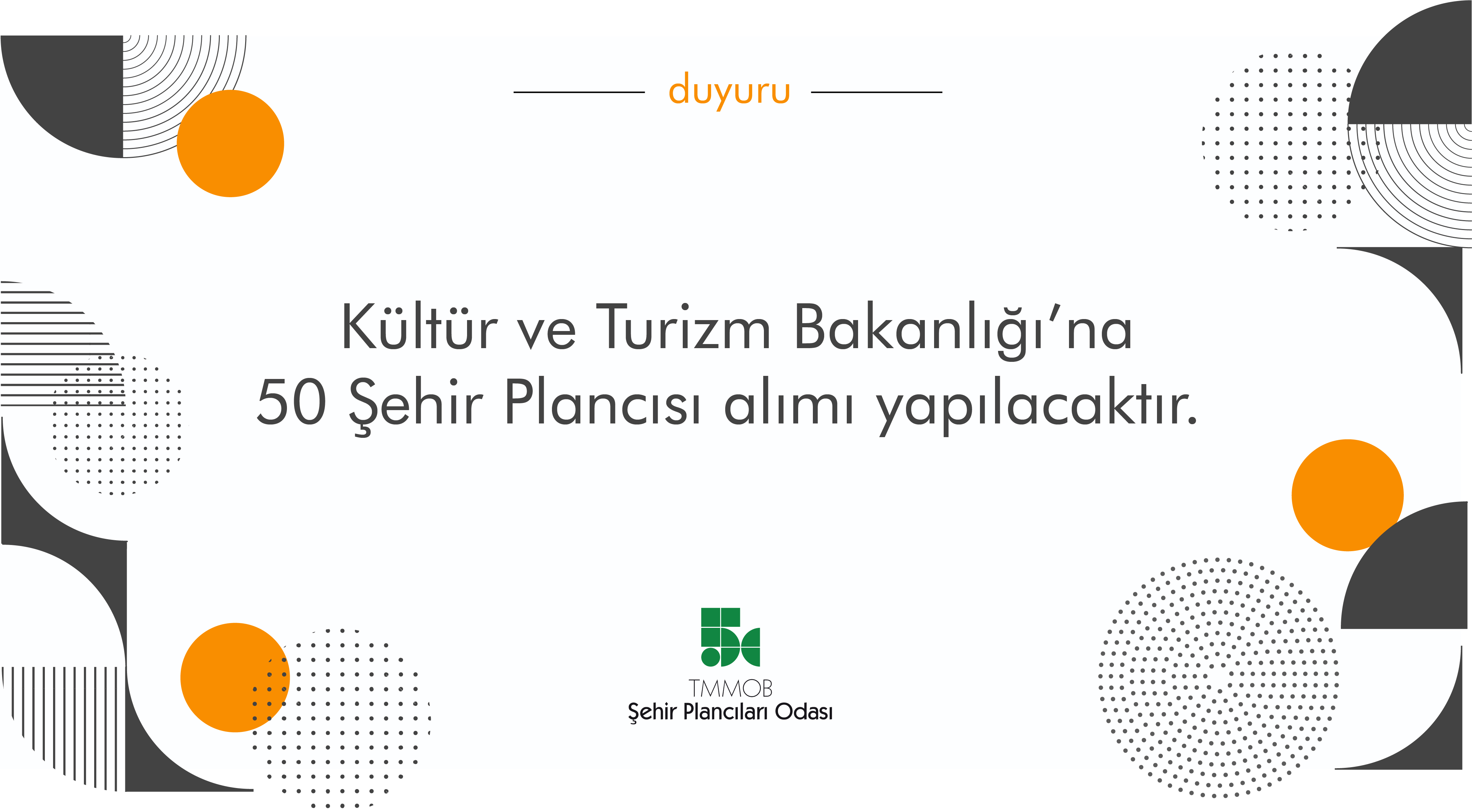 KÜLTÜR VE TURİZM BAKANLIĞI'NA 50 ŞEHİR PLANCISI ALIMI YAPILACAKTIR.