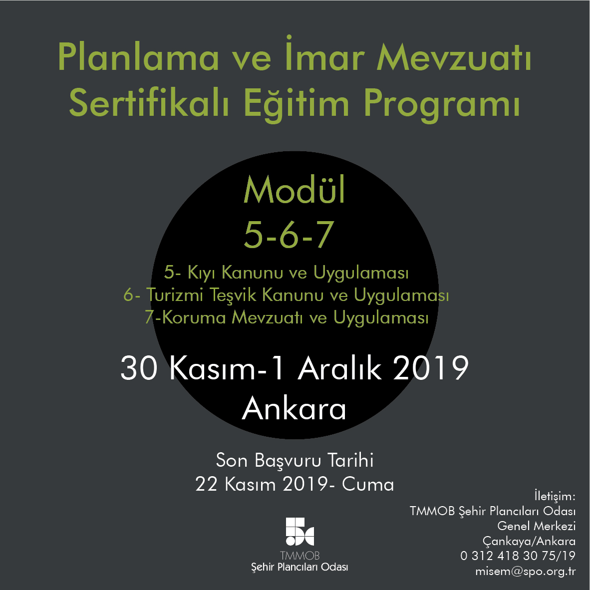  PLANLAMA VE İMAR MEVZUATI EĞİTİMİ / 30 KASIM-1 ARALIK 2019