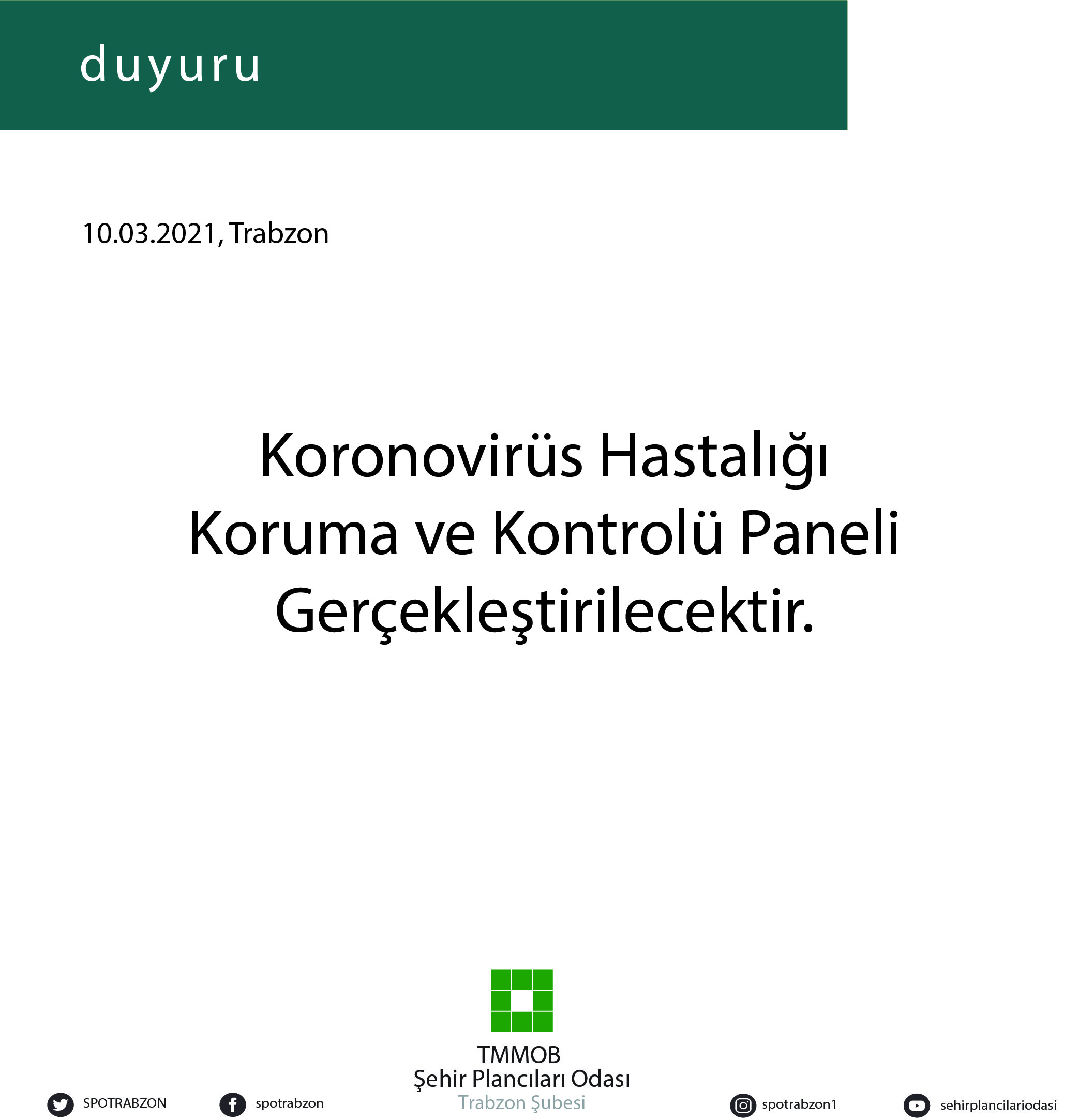 KORONAVİRÜS HASTALIĞI KORUNMA VE KONTROLÜ PANELİ