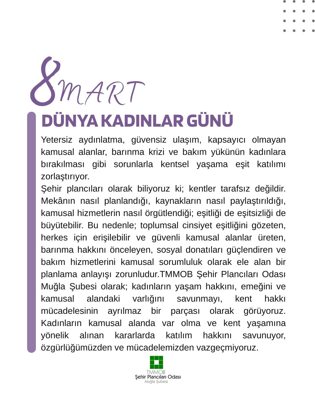 8 MART DÜNYA KADINLAR GÜNÜ