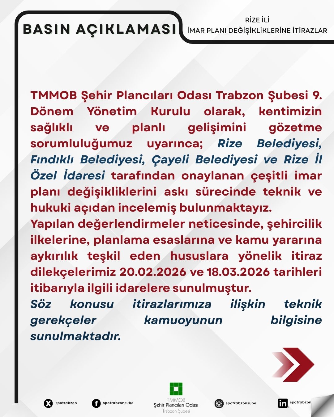 RİZE İLİNDE İMAR PLANI DEĞİŞİKLİKLERİNE İTİRAZ