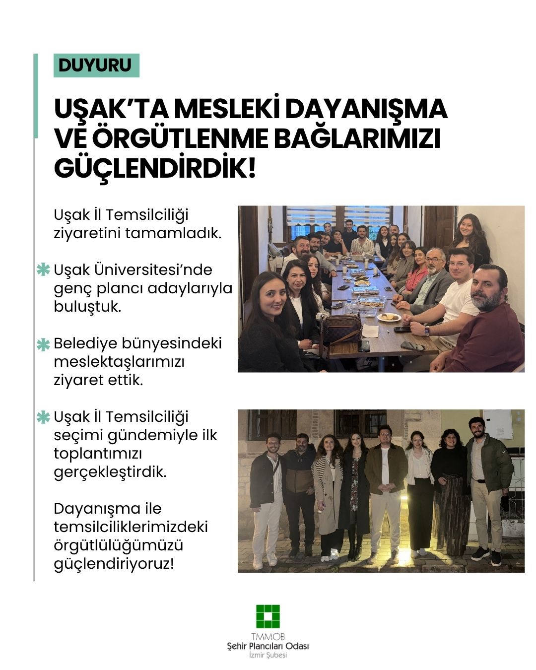 UŞAK'TA MESLEKİ DAYANIŞMA VE ÖRGÜTLENME BAĞLARIMIZI GÜÇLENDİRDİK!