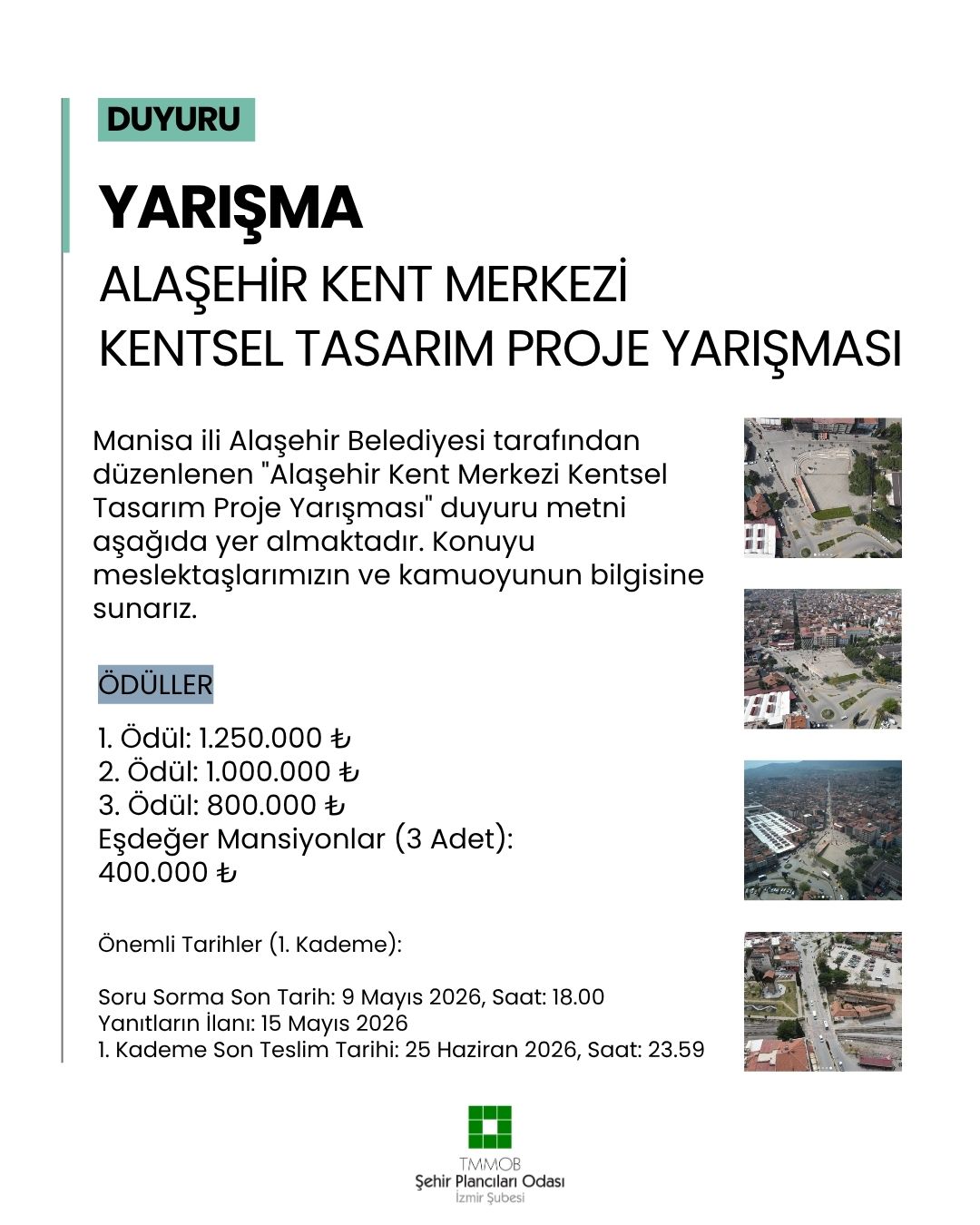 ALAŞEHİR KENT MERKEZİ KENTSEL TASARIM PROJE YARIŞMASI