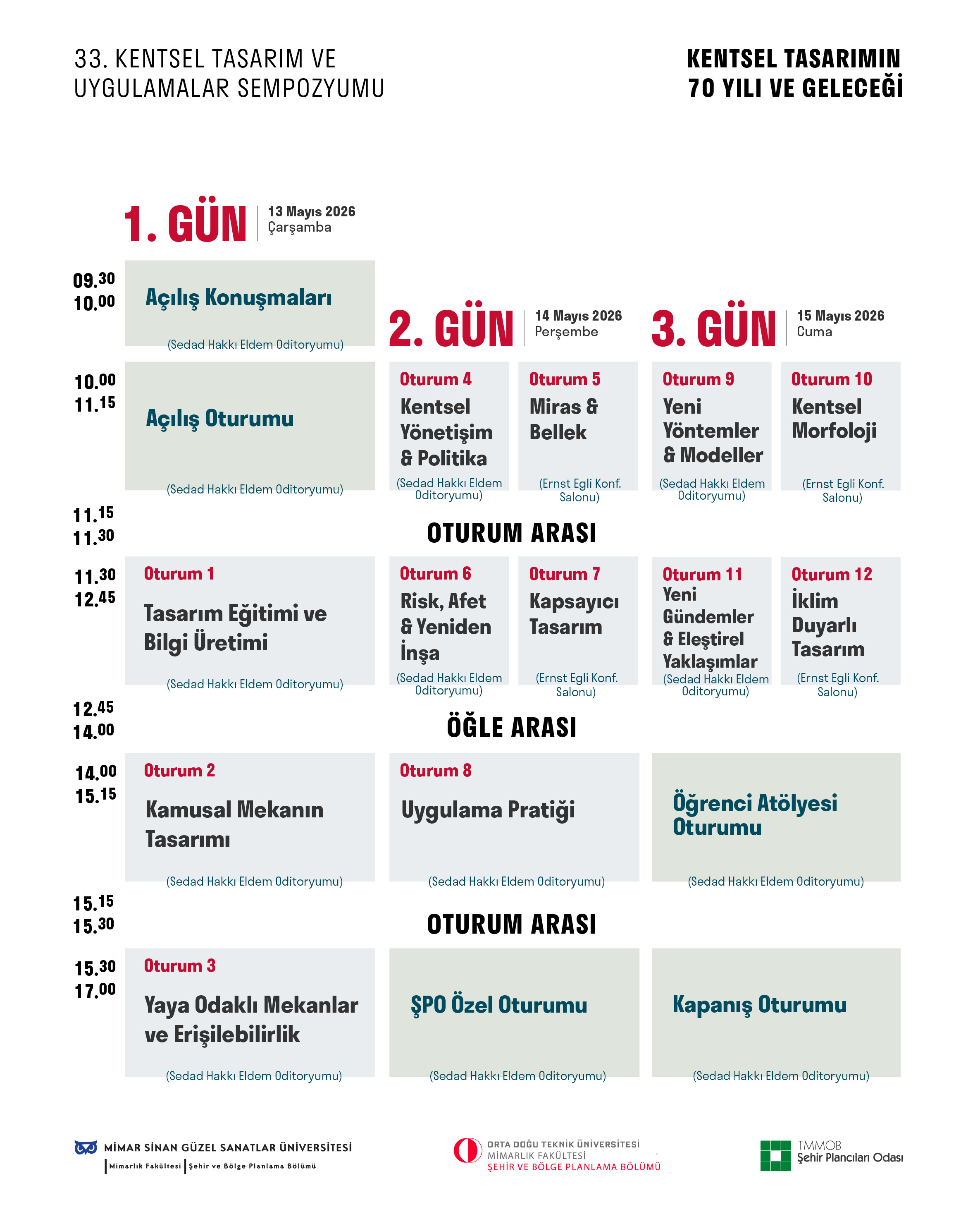 33. KENTSEL TASARIM VE UYGULAMALAR SEMPOZYUMU PROGRAM DUYURUSU