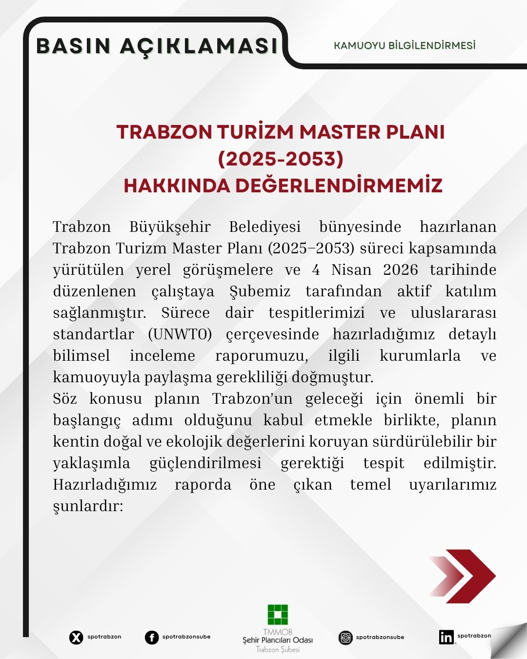 TRABZON TURİZM MASTER PLAN (2025-2053) HAKKINDA DEĞERLENDİRMEMİZ