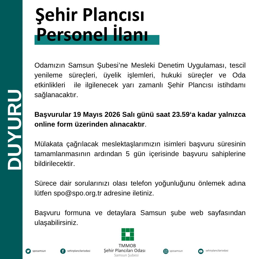 ŞEHİR PLANCISI PERSONEL İLANI