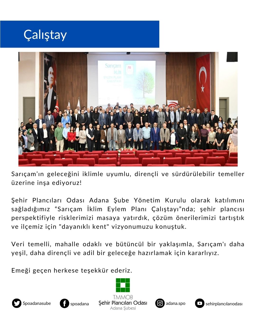 SARIÇAM İKLİM EYLEM PLANI ÇALIŞTAYI