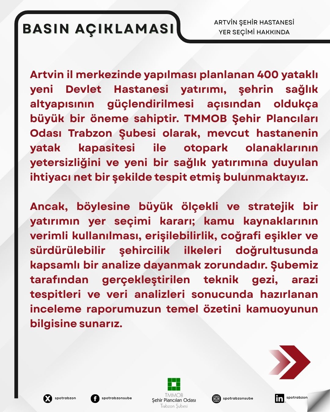ARTVİN ŞEHİR HASTANESİ YER SEÇİMİ HAKKINDA