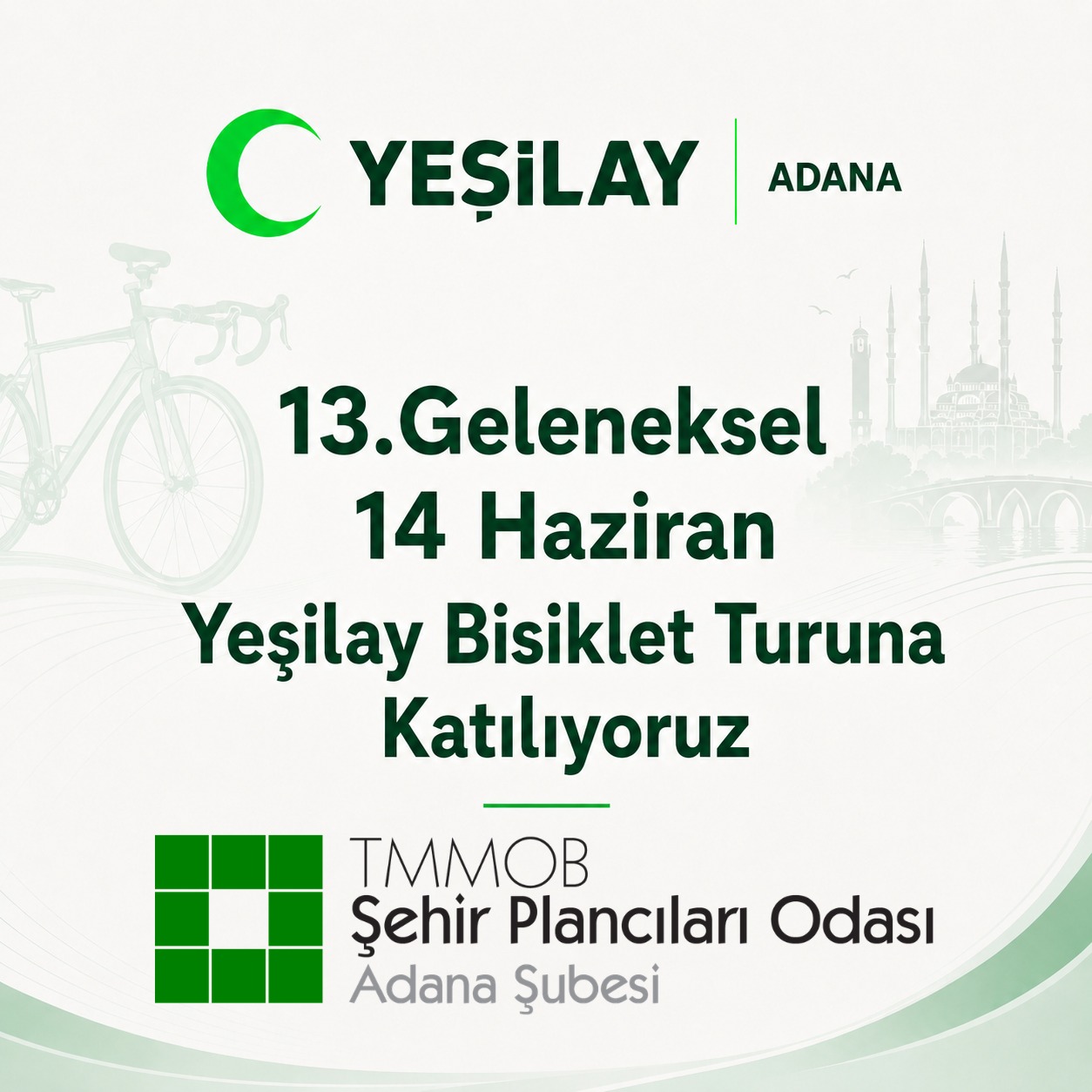 ŞEHİR PLANCILARI ODASI ADANA ŞUBESİ OLARAK PEDALLARI SAĞLIKLI BİR GELECEK İÇİN  ÇEVİRİYORUZ!