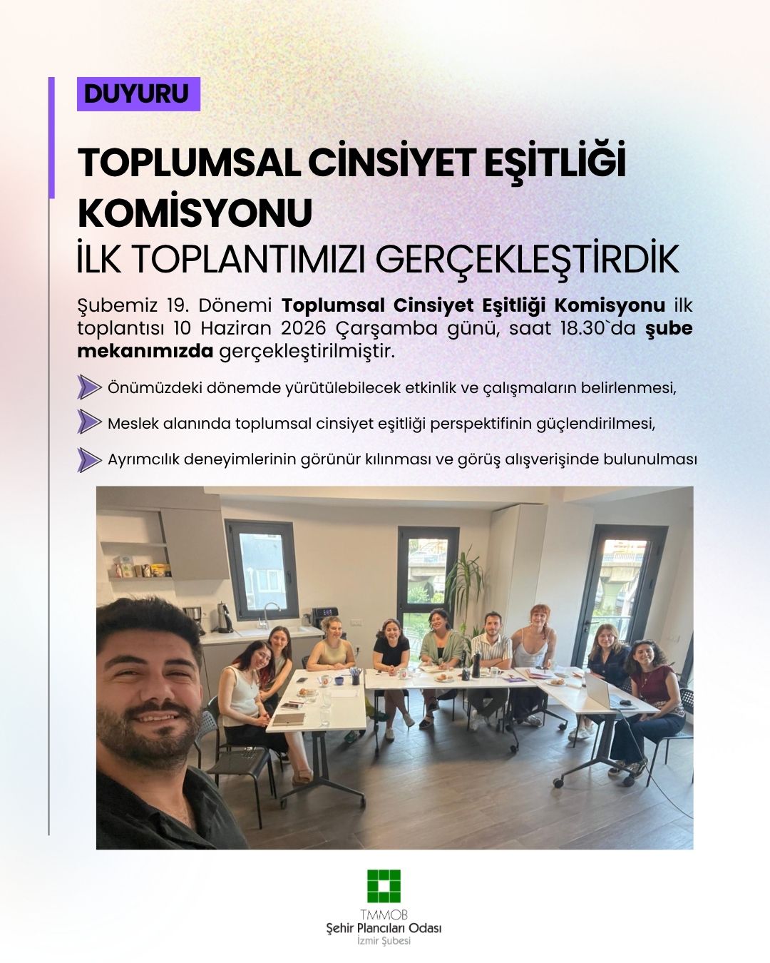 TOPLUMSAL CİNSİYET EŞİTLİĞİ KOMİSYONU İLK TOPLANTIMIZI GERÇEKLEŞTİRDİK!