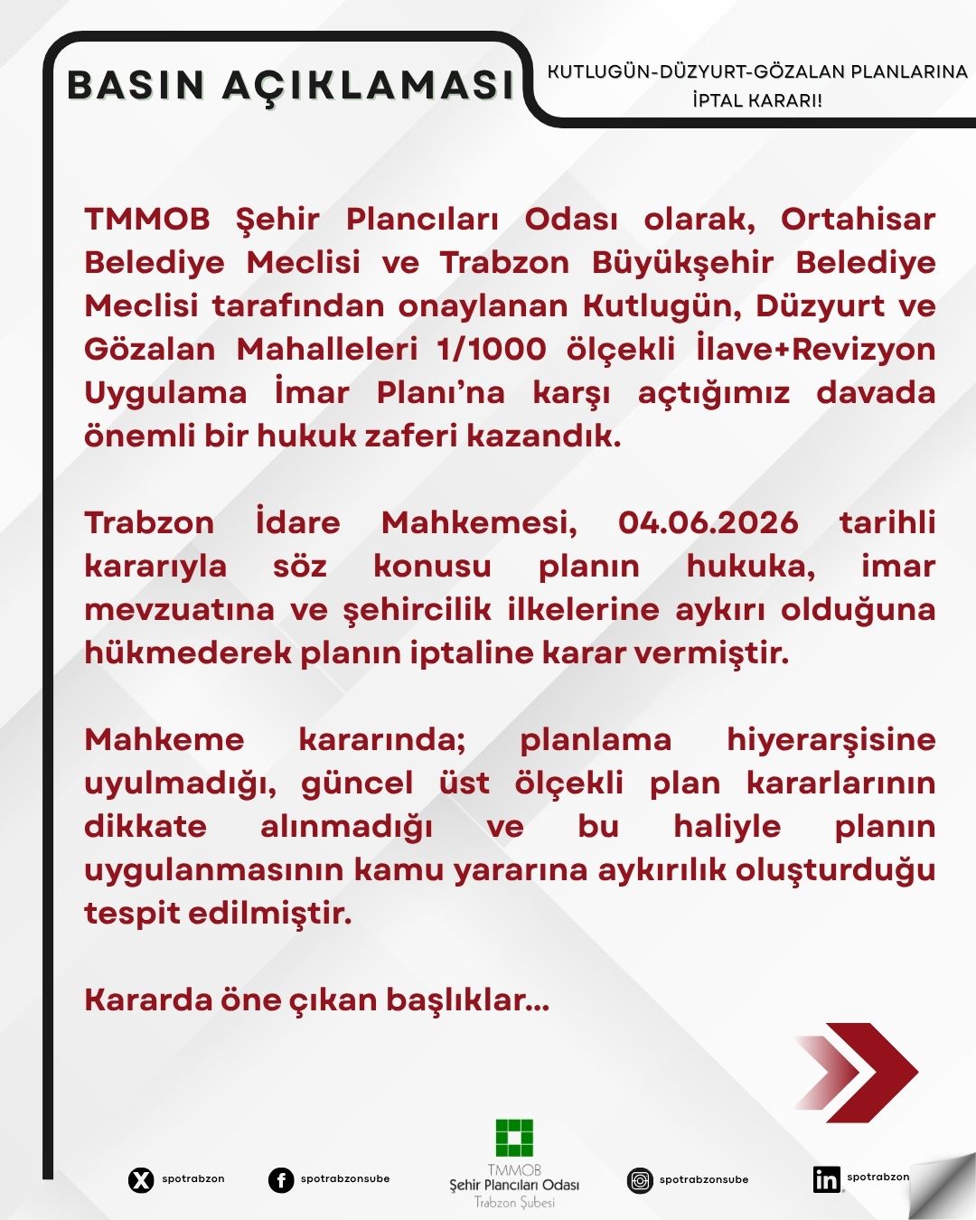 KUTLUGÜN-DÜZYURT-GÖZALAN PLANLARINA İPTAL KARARI!
