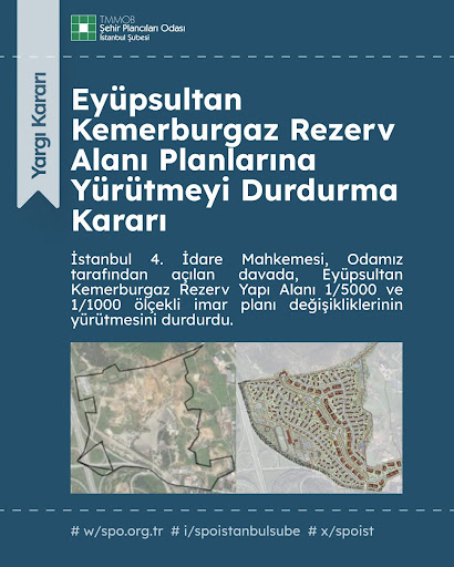 EYÜPSULTAN KEMERBURGAZ REZERV ALANI PLANLARINA YÜRÜTMEYİ DURDURMA KARARI