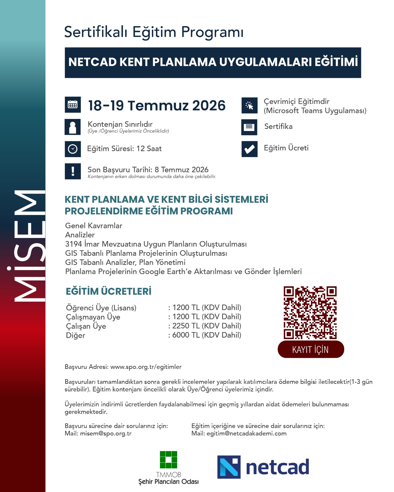 18-19 TEMMUZ 2026 NETCAD EĞİTİMİ