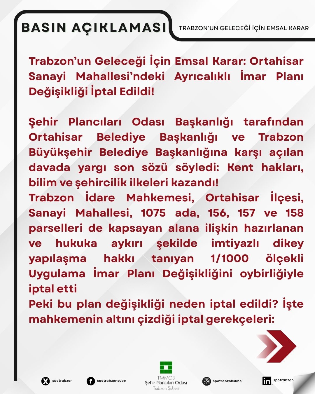 ORTAHİSAR SANAYİ MAHALLESİNDE EMSAL İPTAL KARARI