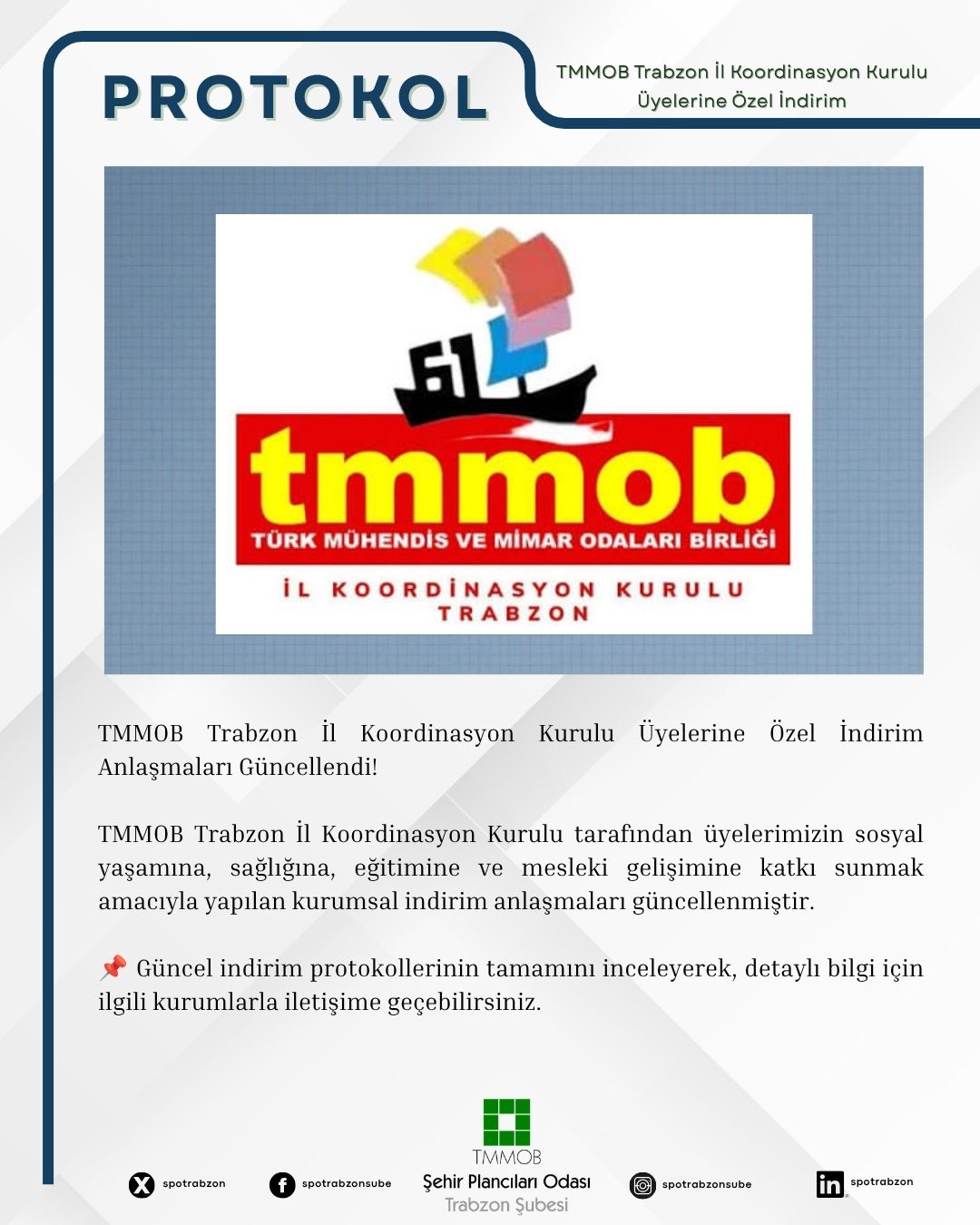 TMMOB TRABZON İL KOORDİNASYON KURULU ÜYELERİNE ÖZEL İNDİRİM