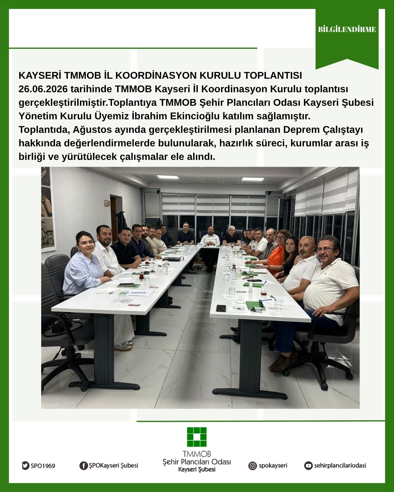 KAYSERİ TMMOB İL KOORDİNASYON KURULU TOPLANTISI
