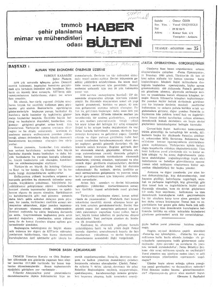 HABER BÜLTENİ - 07-08/1980