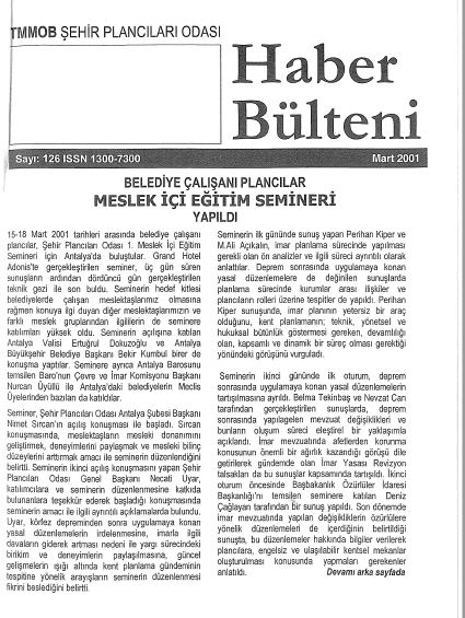 HABER BÜLTENİ - 03/2001