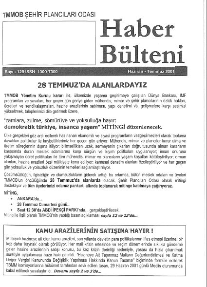 HABER BÜLTENİ - 06-07/2001
