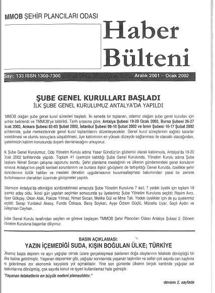 HABER BÜLTENİ - 12/2001-01/2002