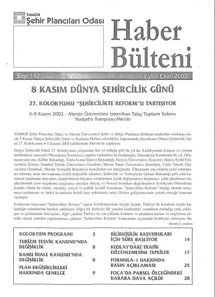 HABER BÜLTENİ - 09-10/2003