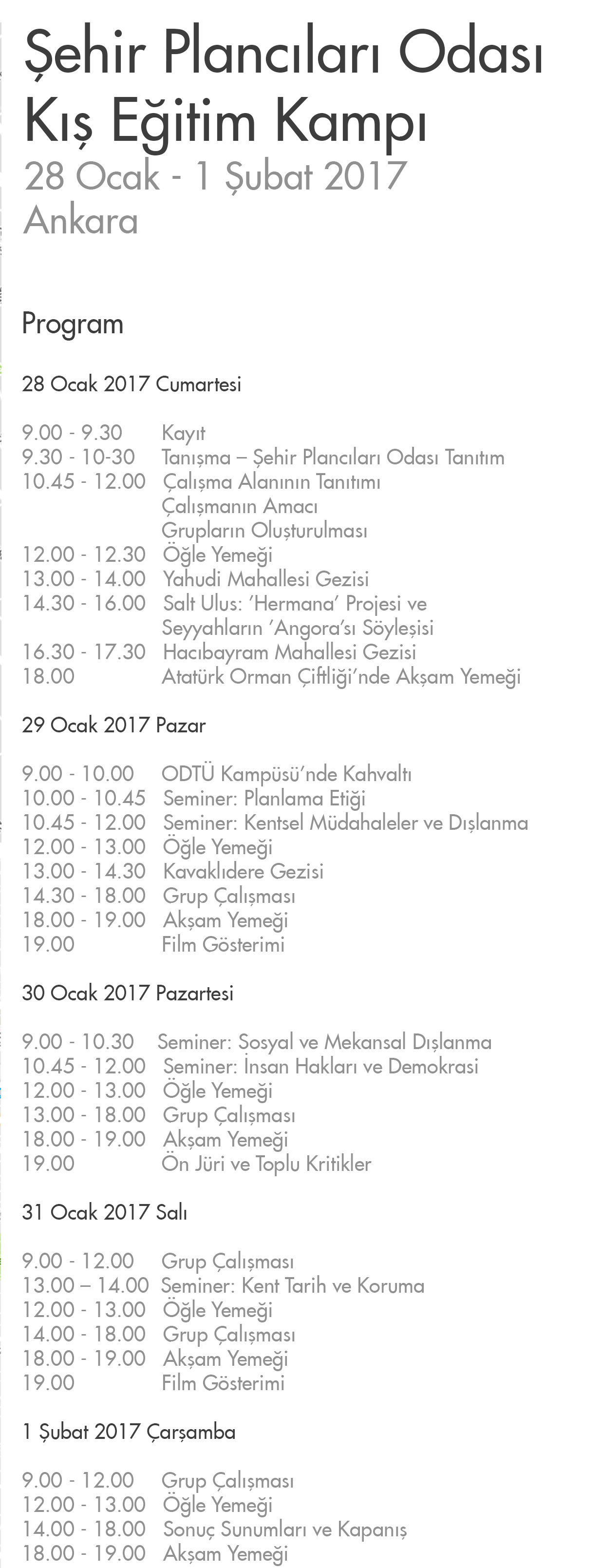 KIŞ KAMPI PROGRAMI BELİRLENDİ