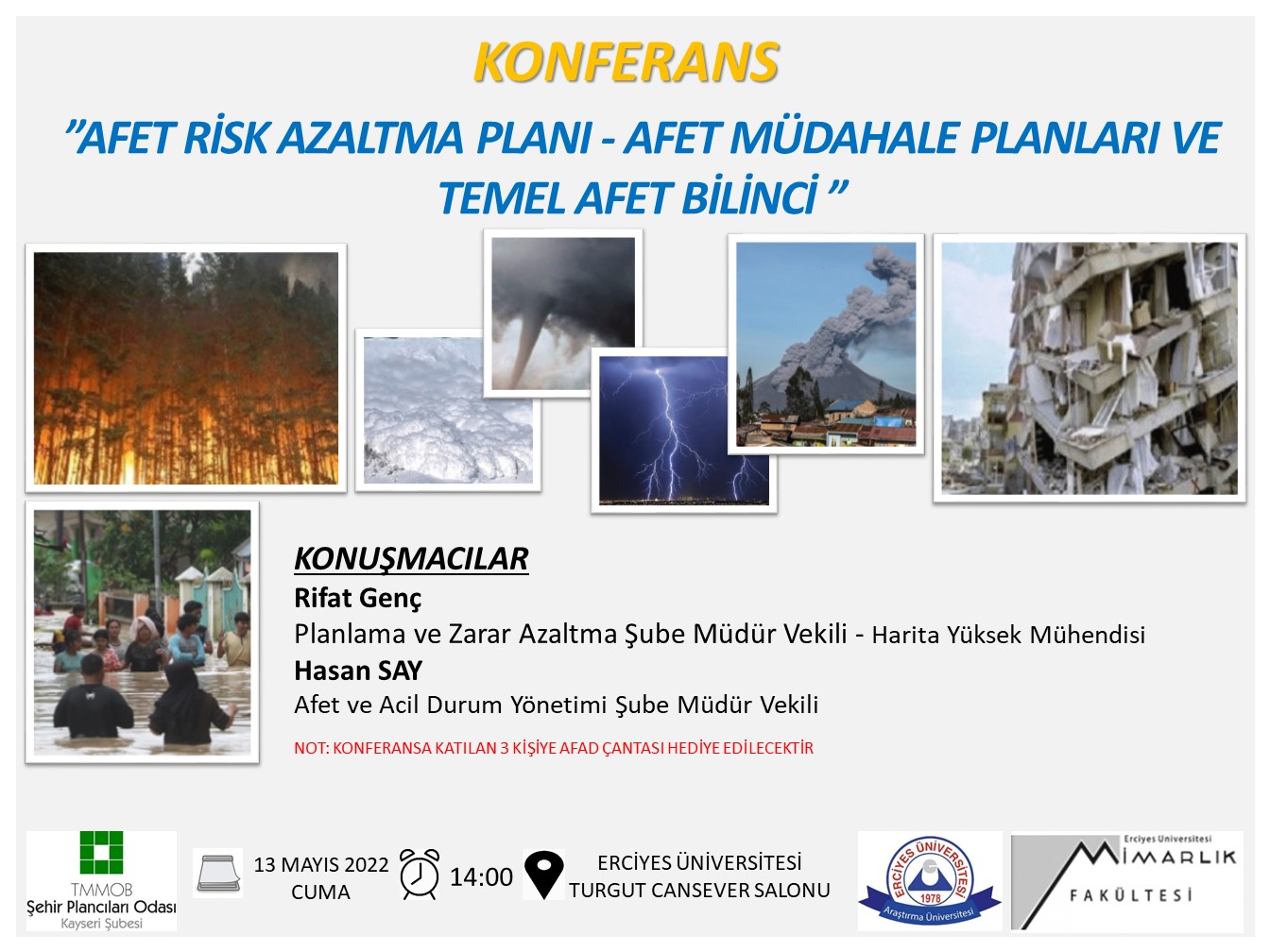 AFET RİSK AZALTMA PLANI - AFET MÜDAHALE PLANLARI VE TEMEL AFET BİLİNCİ KONFERANSI