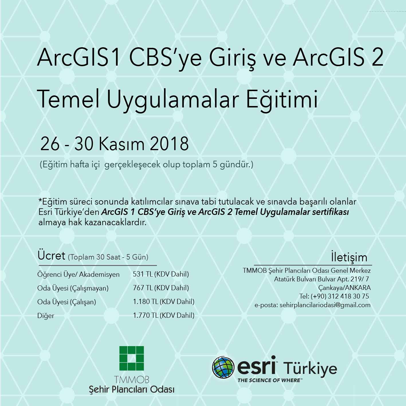 GİRİŞ VE İLERİ SEVİYE ARCGIS EĞİTİMLERİMİZİN KAYITLARI BAŞLAMIŞTIR!