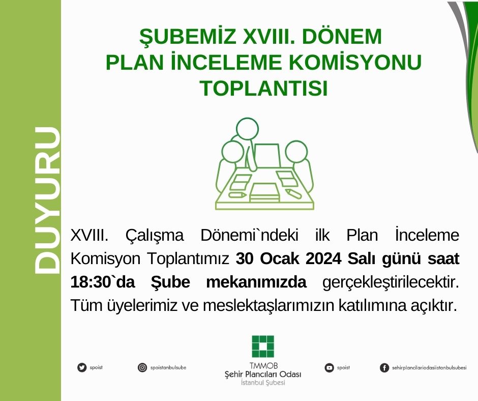 ŞUBEMİZ XVIII. DÖNEM PLAN İNCELEME KOMİSYONU TOPLANTISI