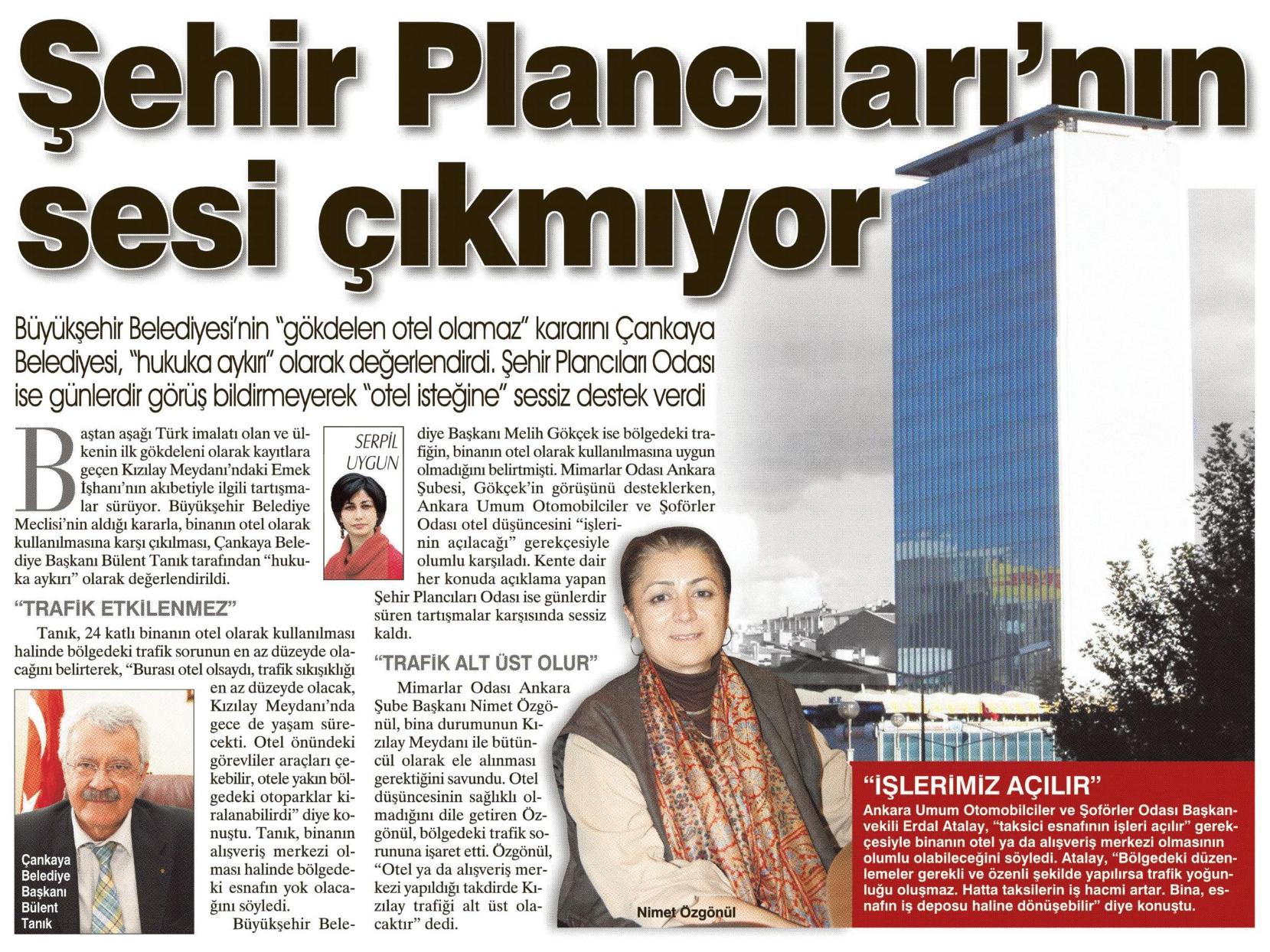 EMEK İŞHANINA DAİR BASIN AÇIKLAMAMIZ HAKKINDA 17 HAZİRAN 2009 TARİHLİ GAZETELERDE ÇIKAN HABERLER VE TEKZİP YAZISI