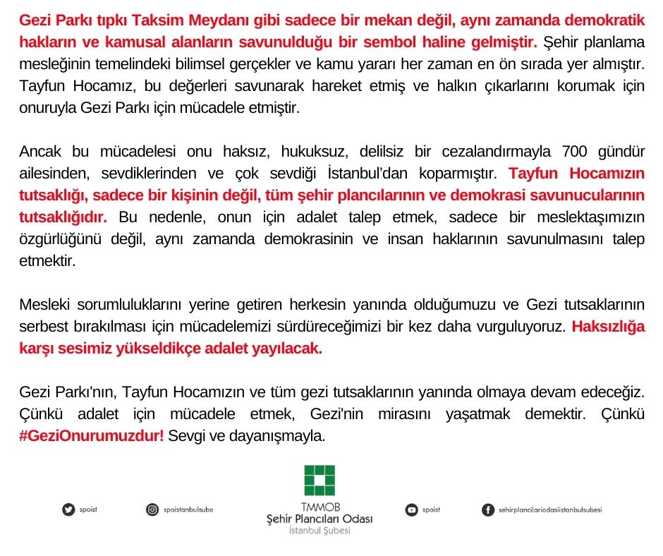 GEZİ'NİN SESİ YÜKSELDİKÇE ADALET YAYILACAK!